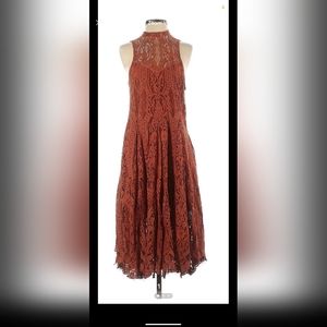 Free People Burnt Orange Lace Midi XS